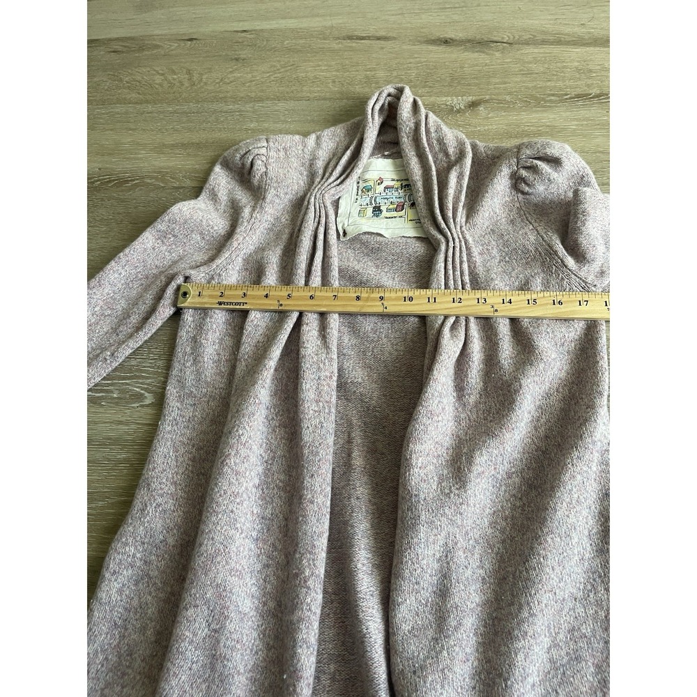Anthropologie Womens Puff Shoulder Tokyo Map Cardigan Medium Pink Sweater Wool - Picture 4 of 9
